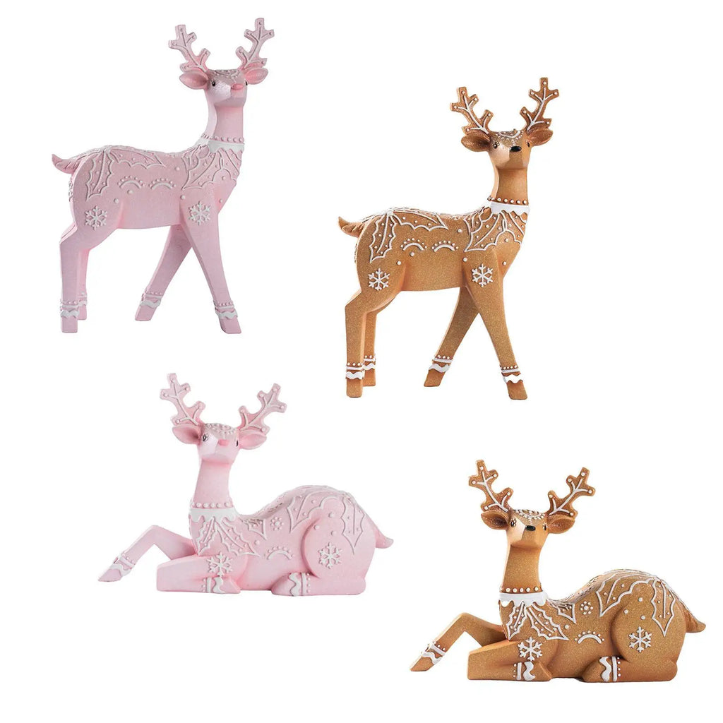 Christmas Reindeer Statue Xmas Elk Figurine Party Ornament Animal Adornment Holiday Decoration Deer Sculpture for Indoor Desk Oasis Select