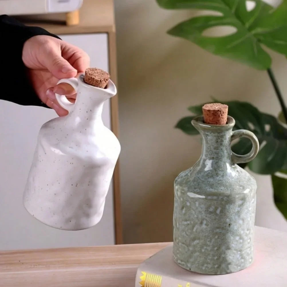 Handmade 400ml Ceramic Oil Bottle Kitchen Seasoning Storage Jar Creative Household Soy Sauce Pot Vinegar Pot Kitchen Accessories Oasis Select