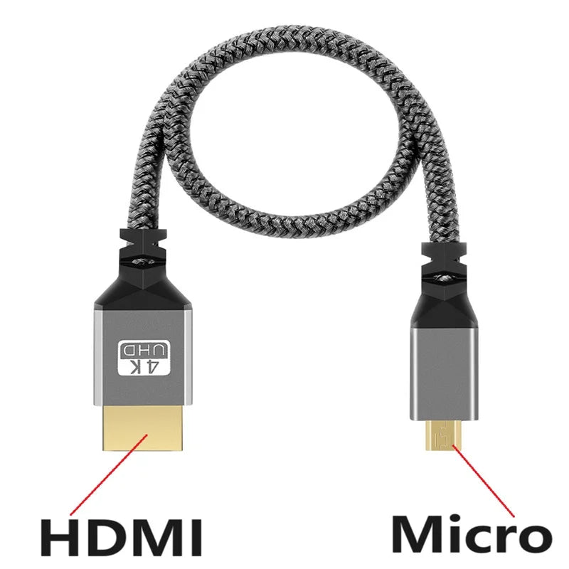 5m 3m 4k Micro HDMI Nylon Braid Cable HD 4K@60HZ V2.0 Compatible Micro MicroHDMI TO HDMI Extension Cable For Camera Projection Oasis Select