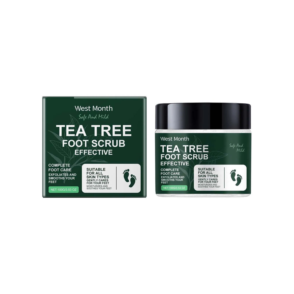 Exfoliating Tea Tree Foot Scrub Helps Remove Dead Skin Soften Rough Dry Feet Skin Cleansing Moisturizing Smooth Cracked Heels Oasis Select 100g Boxed