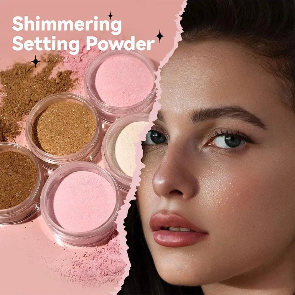 MLSMILE Glitter Loose Setting Powder Oil Control Hide Pore Lasting Concealer Shimmer Face Powder Pearlescent Matte Face Makeup Oasis Select