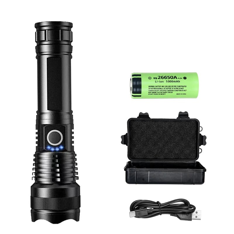 ZHIYU P50 Zoomable LED Tactical Flashlight – 500m Rechargeable