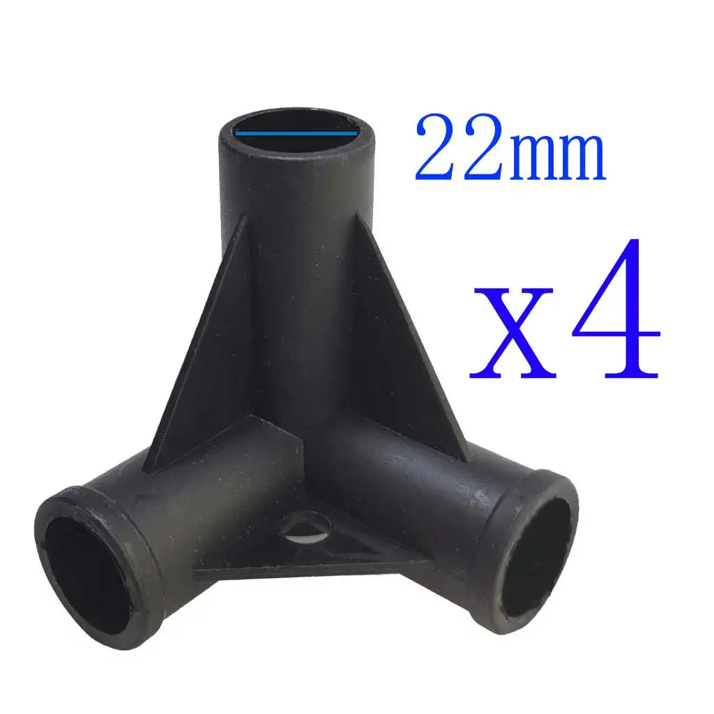 4Pcs19/22mm Heavy-Duty Plastic 3-Way Tee Connector Tent Pole Repair Tee Joint Connector for Tents Pipes Camping cots Canopy Oasis Select 4pcs3way22mm