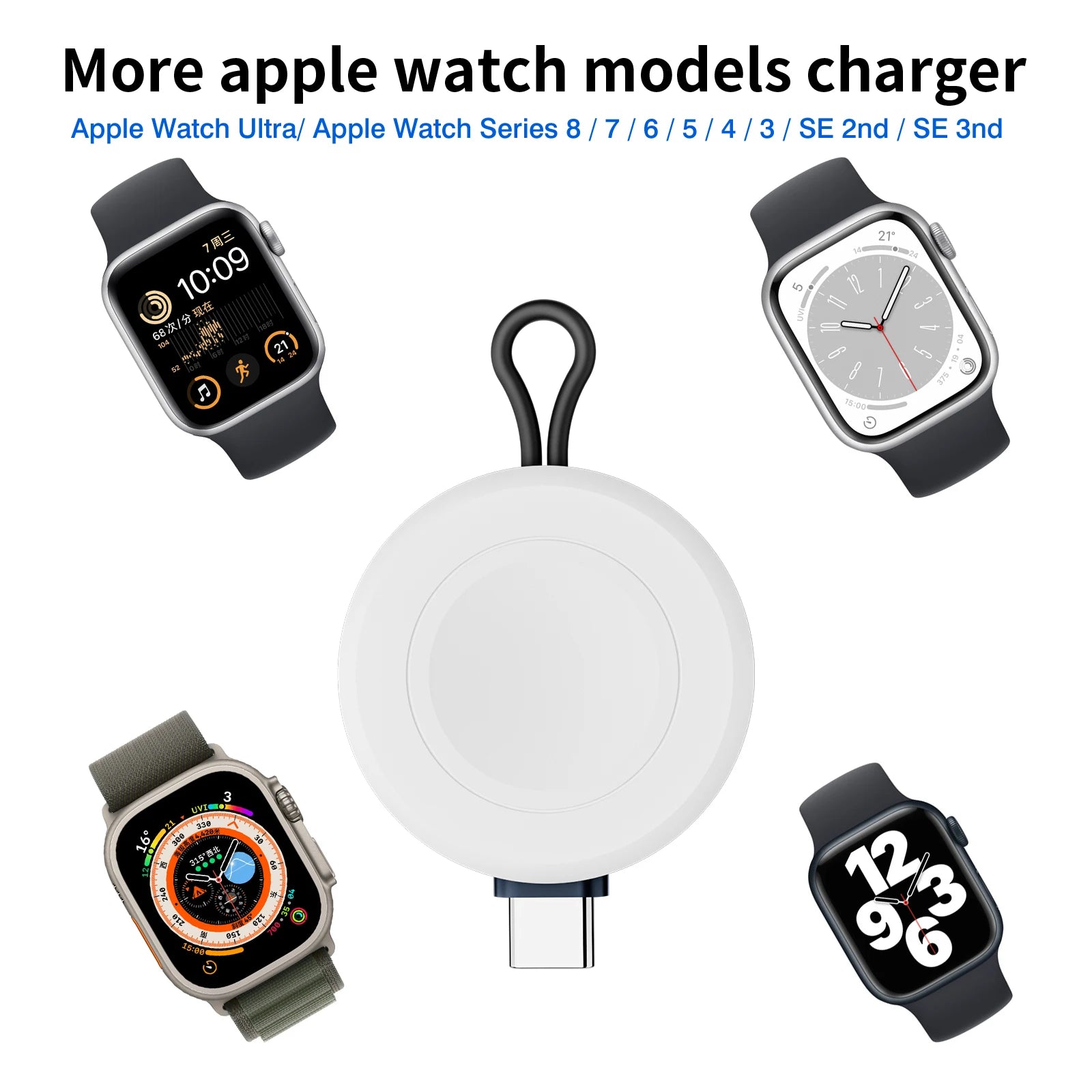 USB-C Magnetic Apple Watch Charger – Travel, Series 1–8, Ultra, SE Apple Watch Charger Oasis Select