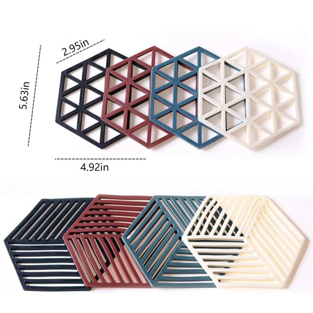 8 Pcs Silicone Trivet Mat And Hot Pads Hexagon Heat Resistant Multifuntion Kitchen Tool Counter Mat Silicone Placemat Pot Holder Oasis Select