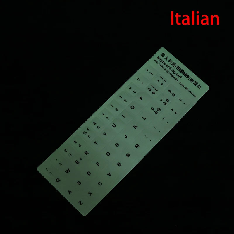 Luminous Keyboard Film Spanish,Russian,Arabic,French,English Etc Language Fluorescent Keyboard Letter Protective Stickers Oasis Select L
