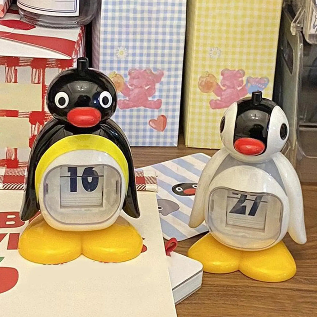 Penguin Calendar Perpetual Creative Animal Decoration Pressing Perpetual Calendar Ornament Retro for Birthday Living Room Home Oasis Select