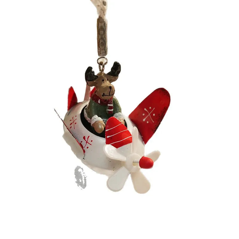 Christmas Ironwork Airplane Pendants Home Iron Handicrafts Snowmen Reindeer Christmas Tree Pendants Oasis Select