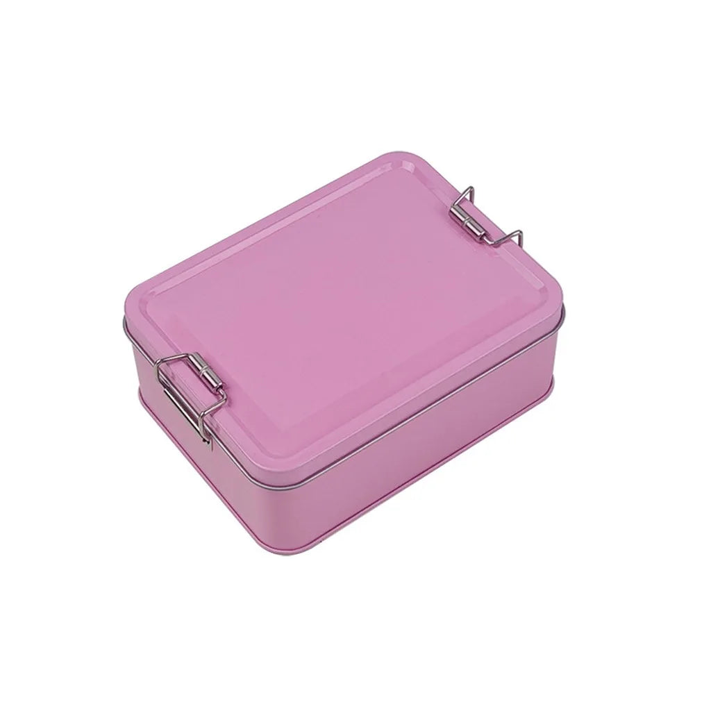 With Lid Tinplate Box Rectangular Shape With Buckle Iron Box Buckle High Quality Storage Iron BoxBuckle Iron Box Gift Packaging Oasis Select Pink1