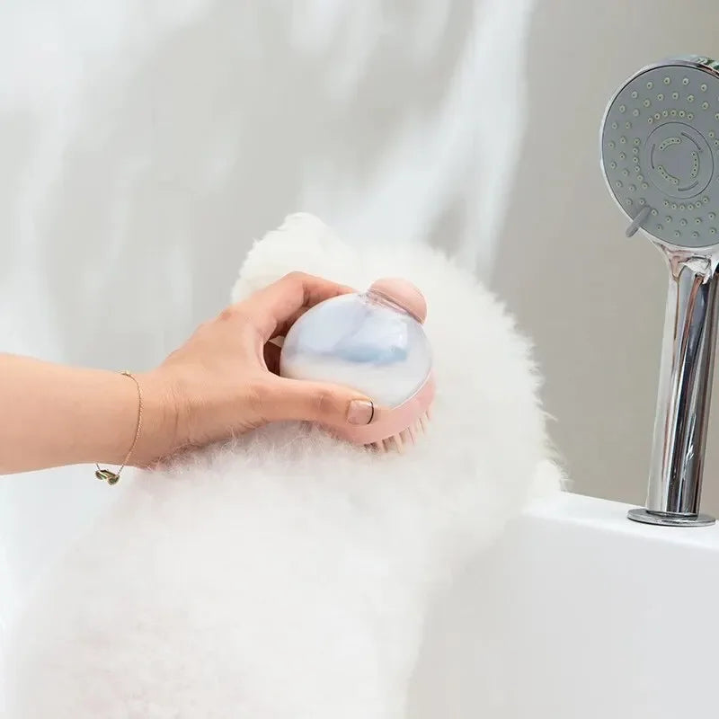 Pet Bath Brush with Shampoo Dispenser | Soft Silicone Pet Grooming Brush Oasis Select
