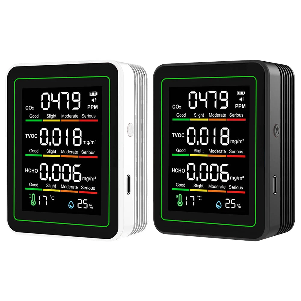 5-in-1 Indoor Air Quality Monitor – CO2, TVOC, HCHO, Temp & Humidity Air Quality Monitor Oasis Select