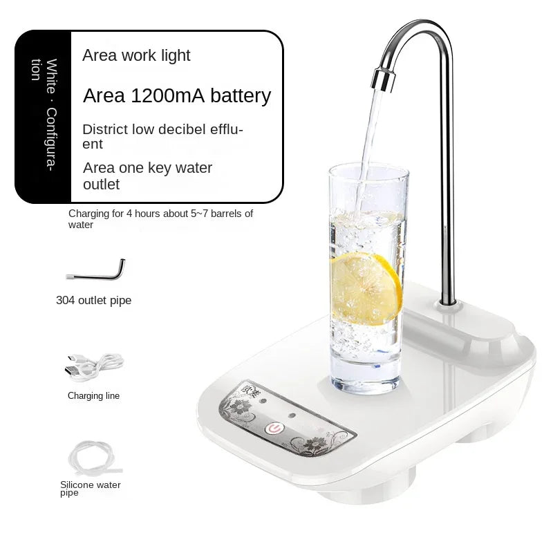 Water Bottle Pump Dispenser USB Charging Automatic Drinking Water Pump Portable Electric Water Dispenser Household Appliances Oasis Select White