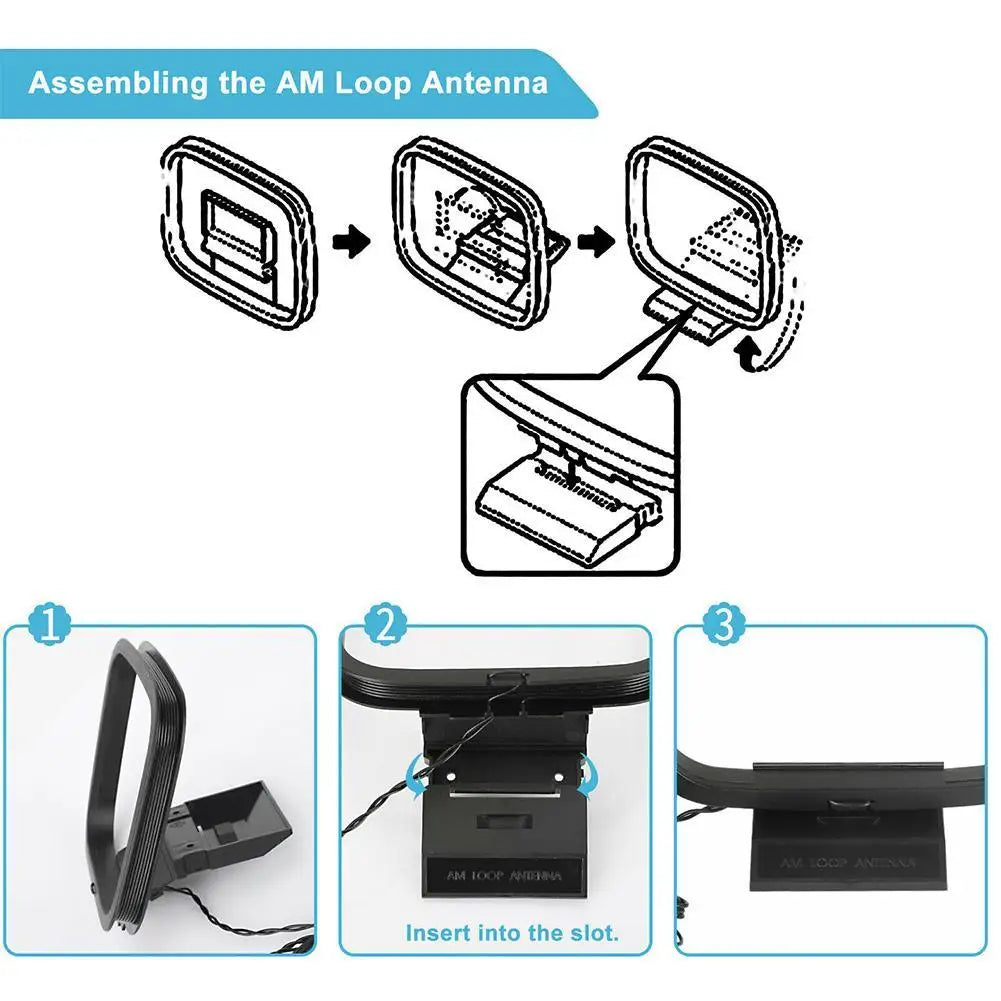 Mini FM AM Loop Antenna 360° Signal for Hi-Fi Stereo Systems