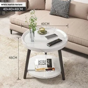 Multi-functional Coffee table balcony round living room double edge few bedside small round table Oasis Select White 40-2