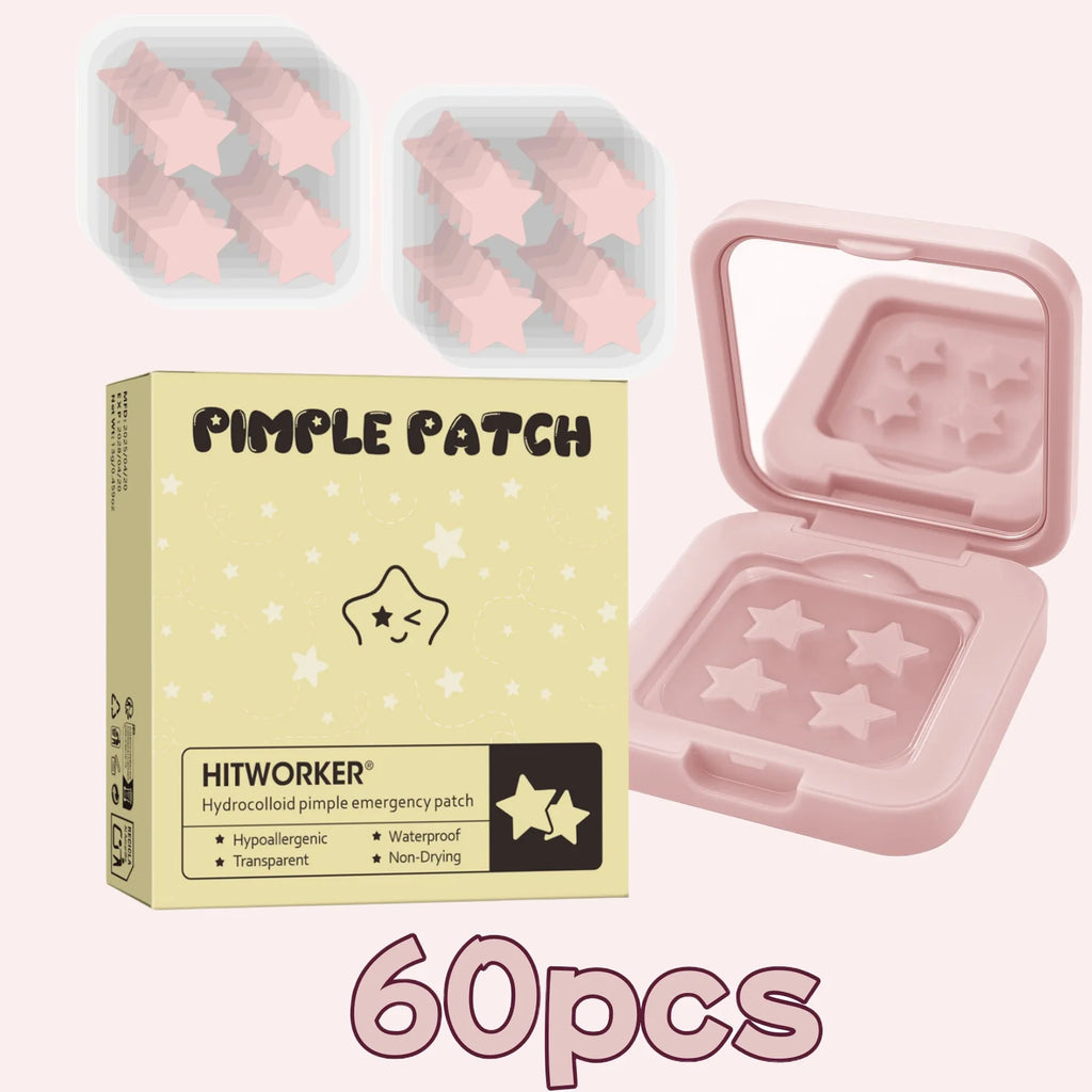 60-Piece Star Blemish Cover Patches + Makeup Mirror | Hydrogel Blemish Cover Patch Oasis Select pink