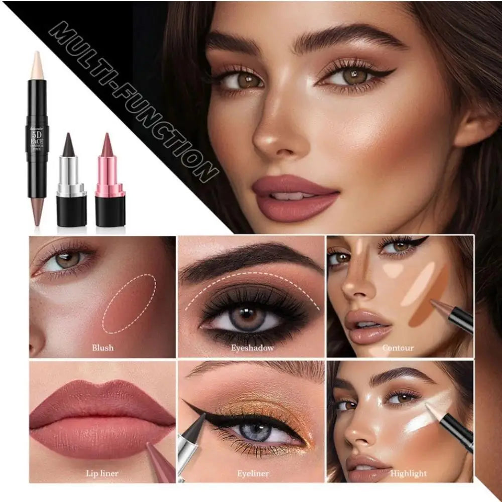 3pcs Matte Velvet Lipstick Set Waterproof Eyeliner Contour Stick Long Lasting Natural Makeup Kit For Face Beauty Oasis Select