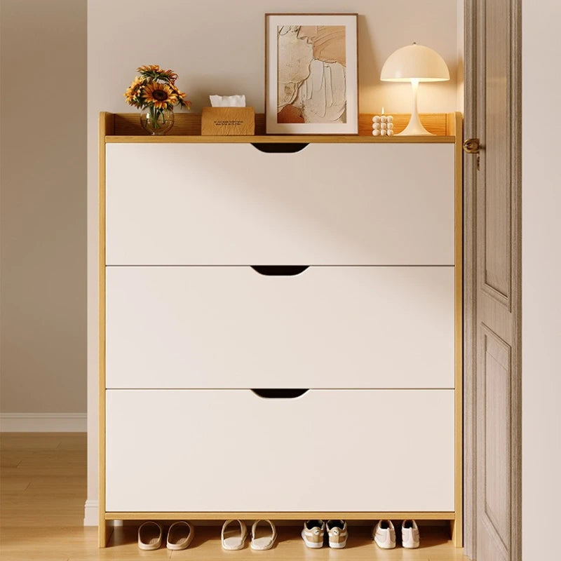 Solid wood shoe cabinet large-capacity multi-layer storage integrated of the home small narrow tipping bucket shoe Oasis Select