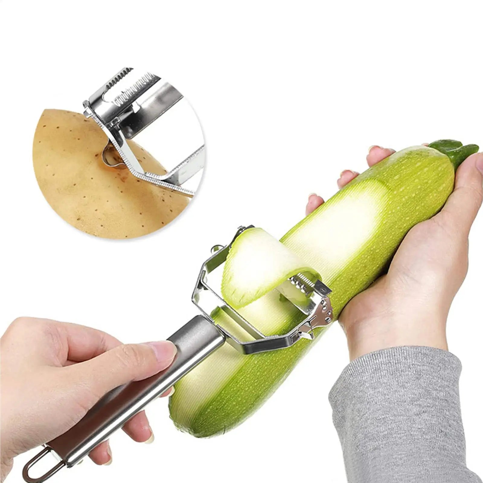 Stainless Steel Vegetable Peeler Cucumber Carrot Fruit Cutter Vegetable Peeler Potato Carrot Grater Multi-function Kitchen Tool Oasis Select