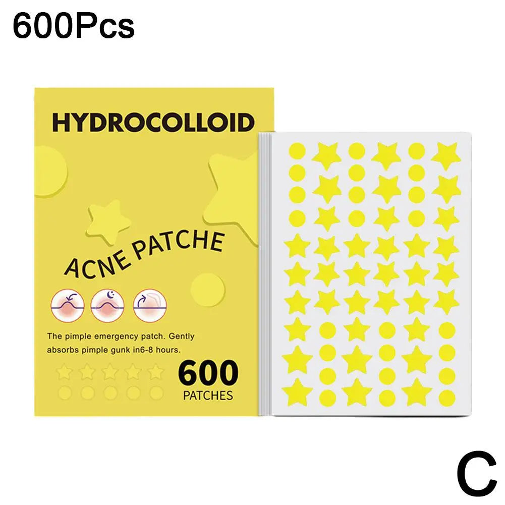 600 Counts Colorful Star Spot Acne/Pimple Patch For Face, Hydrocolloid Cute Star Shaped Acne Patch Invisible Zit Cover Stickers Oasis Select yellow