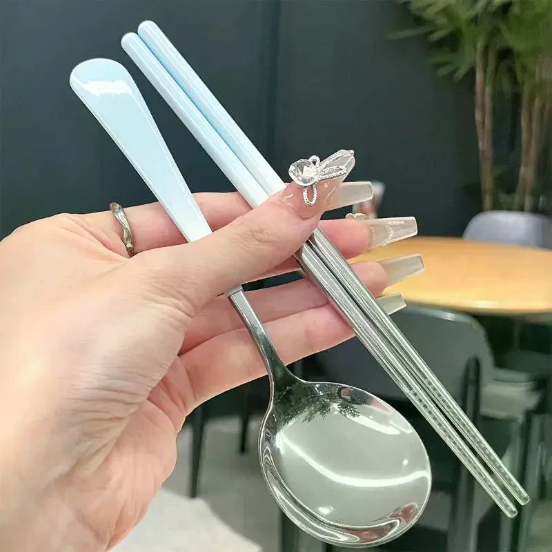 Korean Travel Cutlery Set – Stainless Steel Spoon & Chopsticks