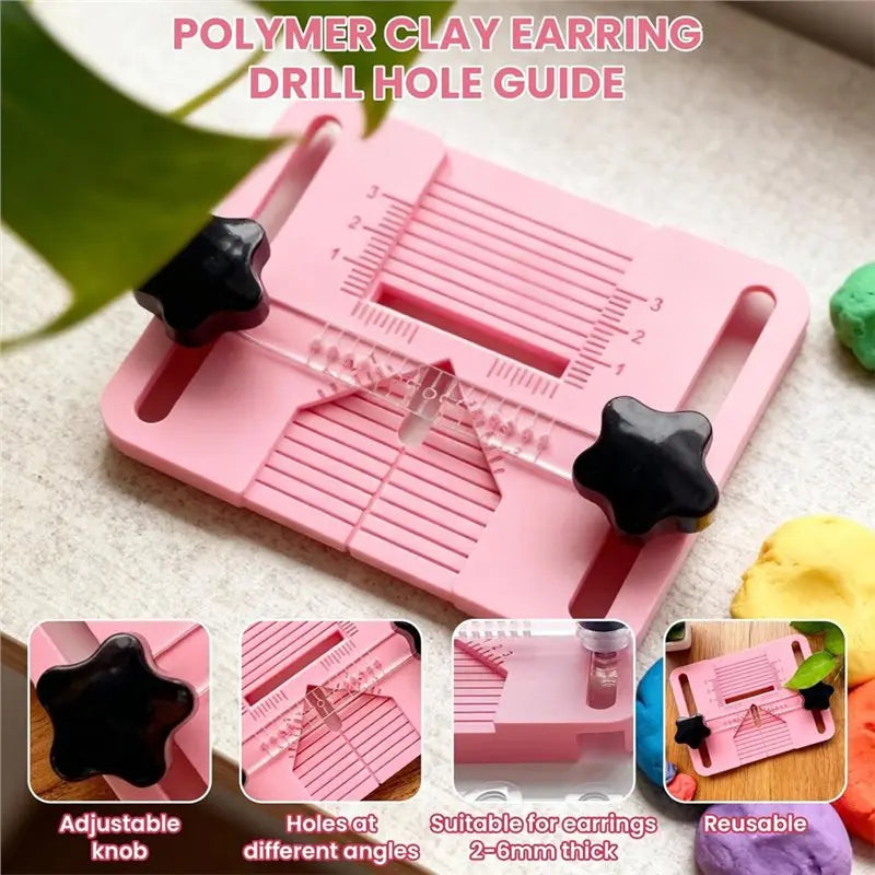~WISH Polymer Clay Earring Hole Drill Guide Kit With Drill Tool, Molds& Studs For Precise Hole Alignment-Easy DIY Jewelry Creati Oasis Select