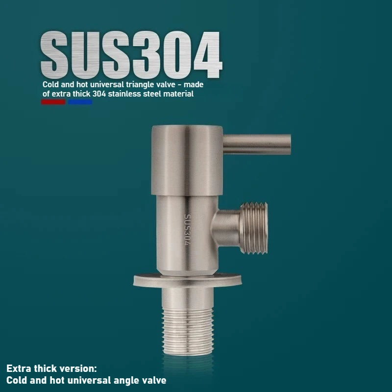 Stainless Steel SUS304 Brushed Triangle Water Heater Toilet Bowl Dish Hot and Cold G1/2 'angle Valve Thread Oasis Select Angle valve Extra thick style