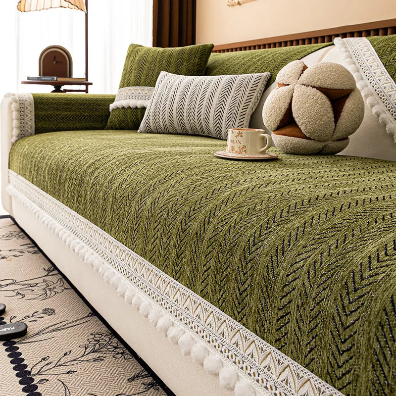 2025 New Four-season Universal Sofa Cushion Chenille Seat Cushion Fixed Anti-slip Sofa Cover Couch Covers for Sofas Oasis Select