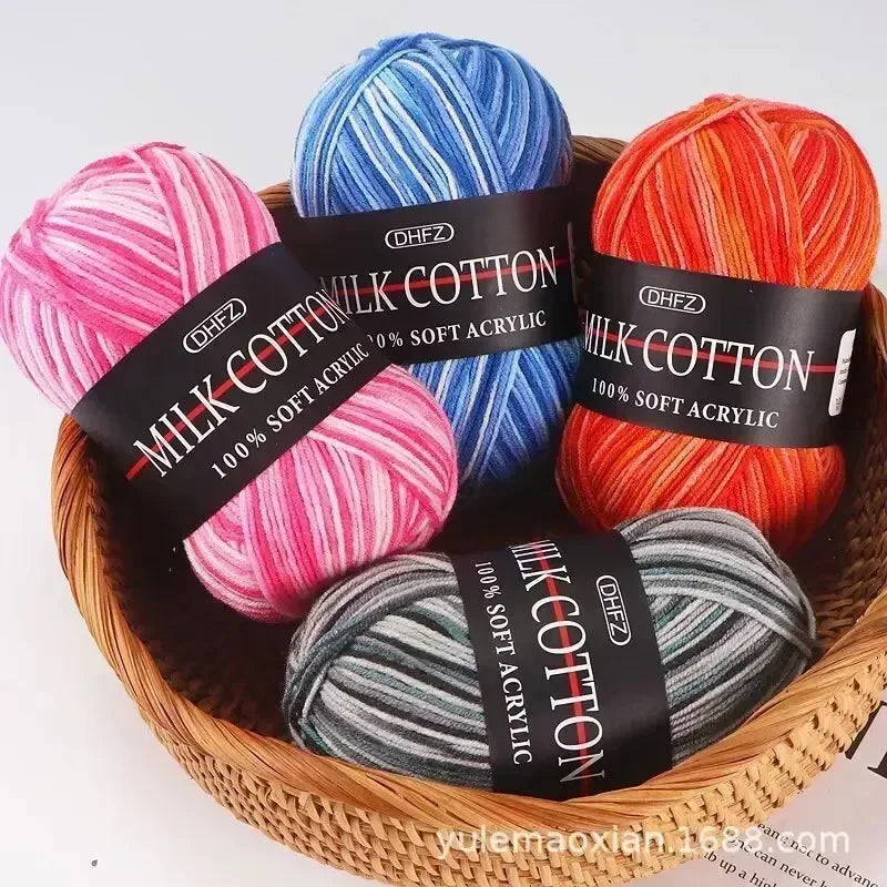 3 Strand Gradient Dyed Milk Cotton Yarn Soft Knitting Material Balls For Handmade Sweater Crochet And DIY Woven Craft Projects Oasis Select