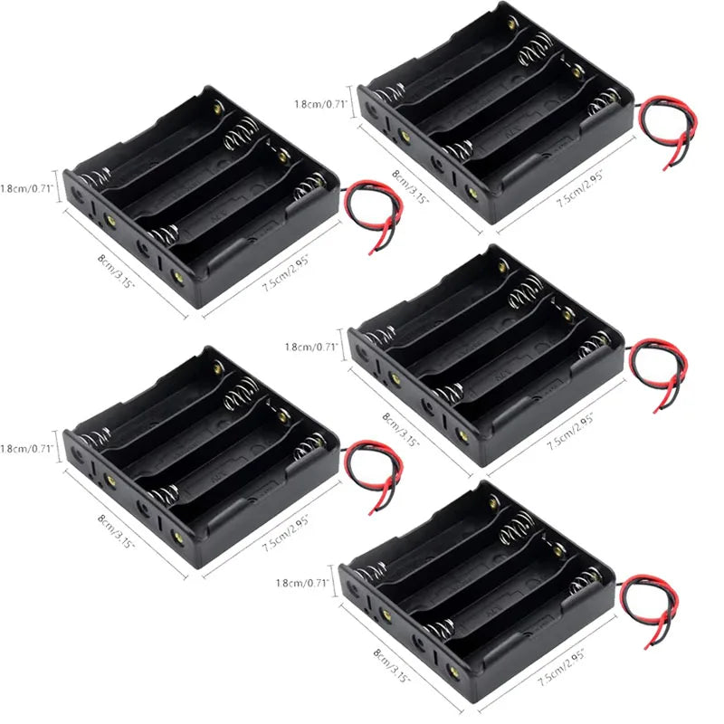 1/5pcs Black Plastic AA LR6 HR6 Battery Storage Case Clip Holder Container 1X 4X 18650 Battery Storage Box Case Wire Lead Pin Aa Oasis Select 4X-5pcs