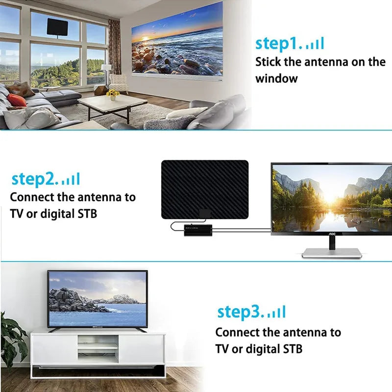 2025 Newest TV Antenna Indoor Long Range Digital HD Local Channels for Smart TV Easy Installation Auxiliary Receiver Oasis Select