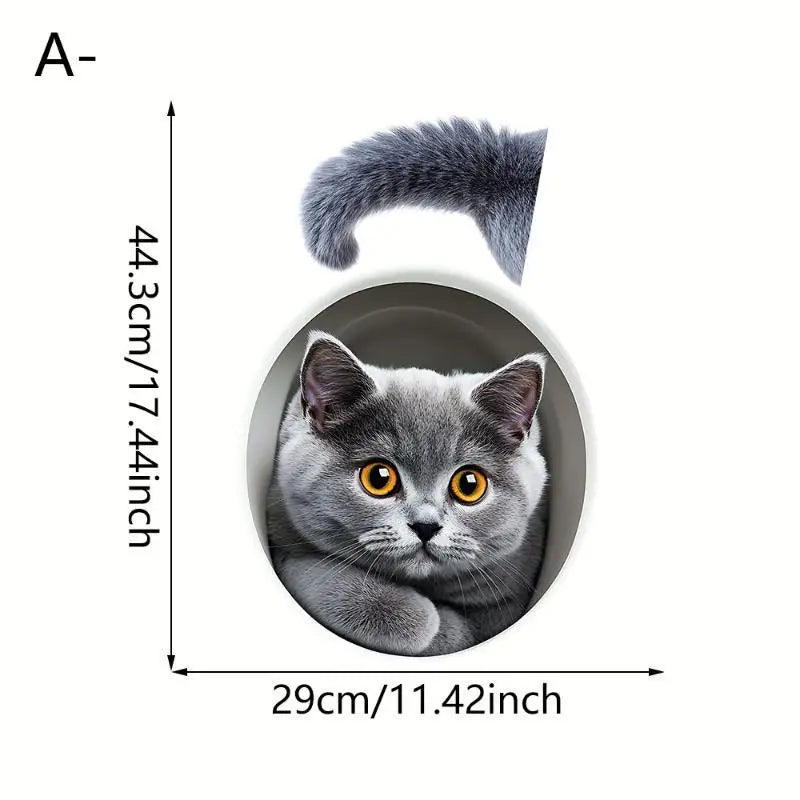 3D Cat & Dog Toilet Sticker – Waterproof Removable Bathroom Decal