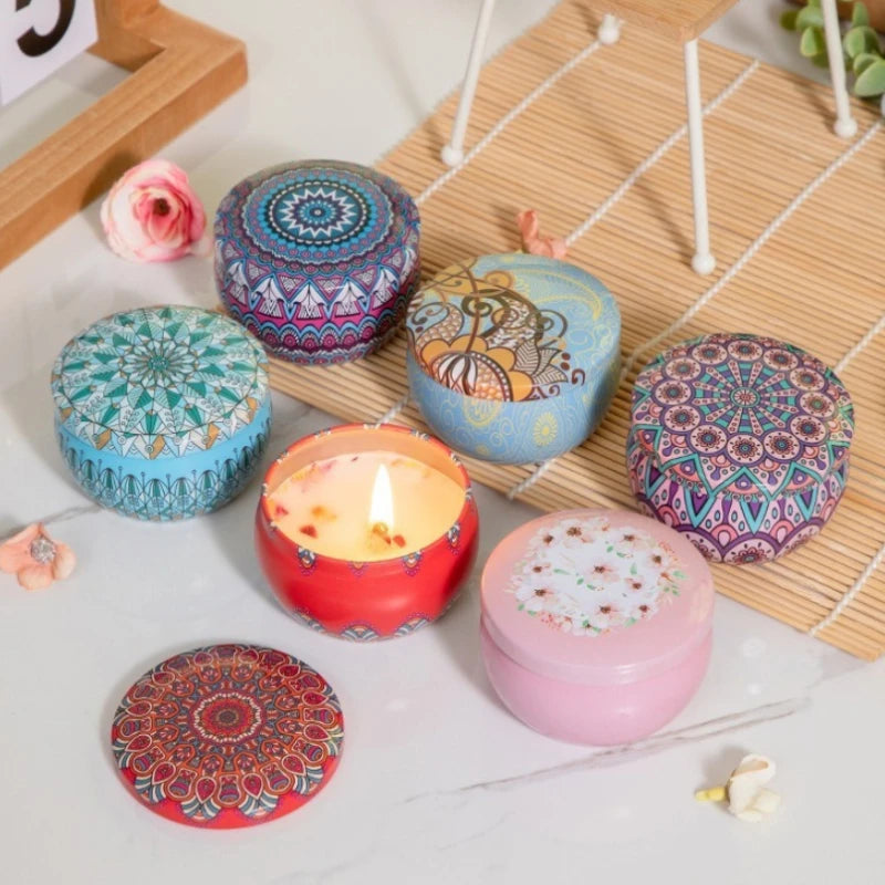 4PC/Set Rose Flower Scented Candles Iron Box Soy Wax Odorous And Smoke-free Aromatherapy Candle Birthday Gift Home Wedding Decor Oasis Select