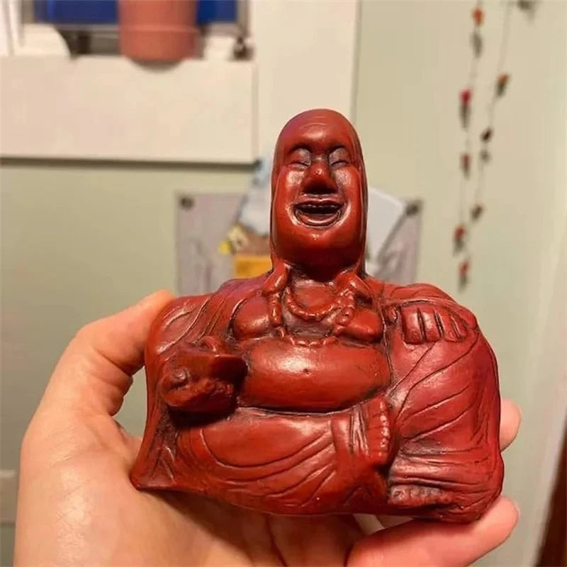 1Pcs Middle Finger Laughing Buddha Statue Resin Ornament Buddha Flip Statue Unexpected Backside Funny Joke Prank Gag Gifts Oasis Select