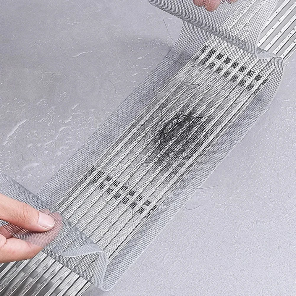 10/5m Cuttable Shower Drain Hair Catcher Self-Adhesive Floor Drain Stickers Disposable Mesh Bathroom Kitchen Sink Hair Filter Oasis Select