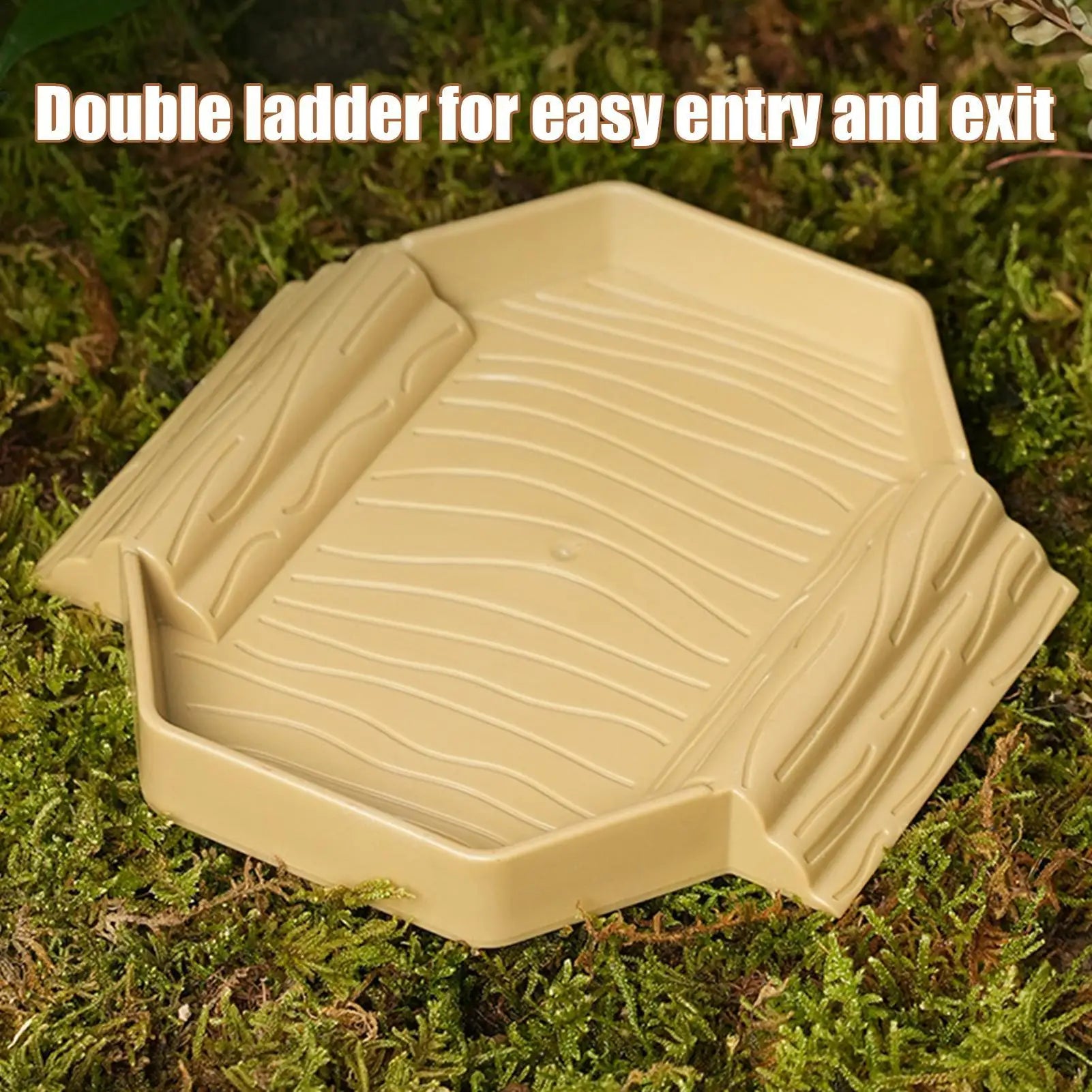 Tortoise Water Dish Anti-Slip Reptile Pool Dish Decorative Turtle Bath Tub with Ramp for Tortoise Snake Gecko Tank Accessory Oasis Select