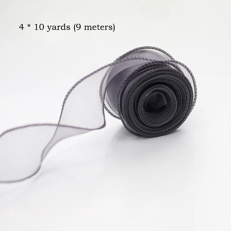 10yards Roll Silk Ribbon 40mm Satin Ribbon Organza Ribbons Gift Wrapping Handmade Wedding Birthday Party Decor Bow Diy Craft Oasis Select Grey 10Yards