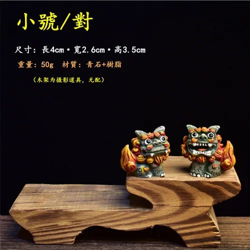 A Pair Of Chinese Lion Ornaments Cute Town House Little Lion Desk Lucky Prosperous Business Lucky Lion Oasis Select Small size