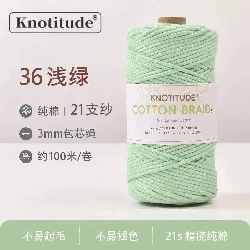 3mm Macrame Braid Cotton Cord 109Yards Pure Cotton Rope For Bracelet Knots, DIY Craft Making 100m Oasis Select Melon Light Green 3.0mm 100m