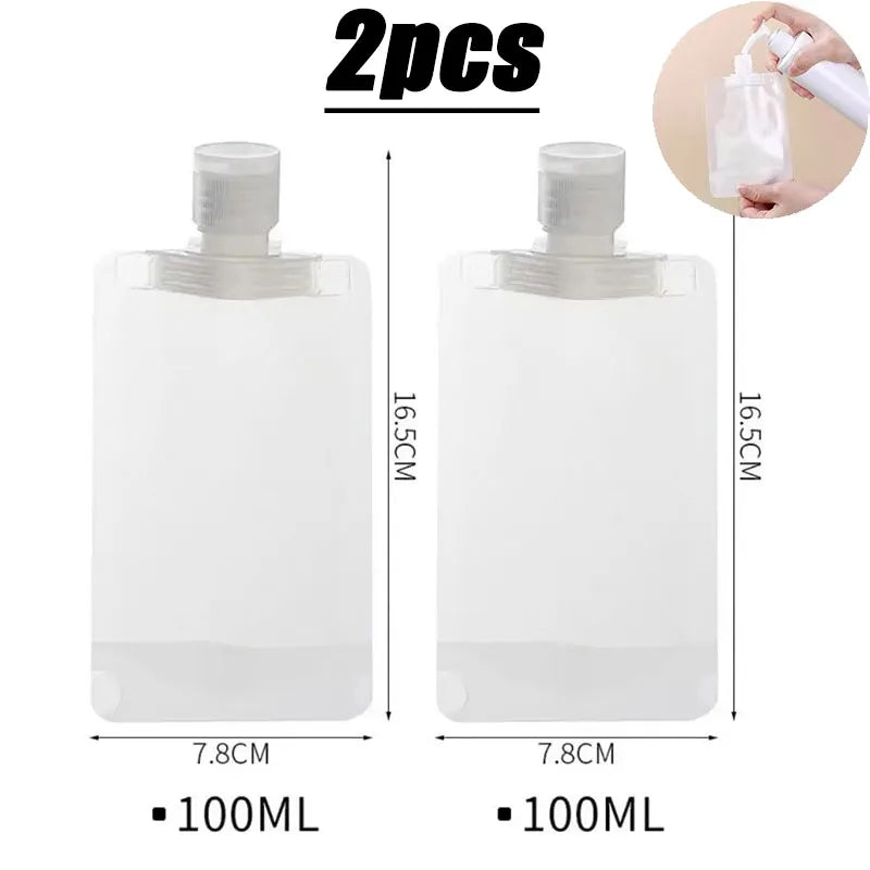 2-10PCS Travel Empty Squeeze Bags Lotion Dispensing Bag Refillable Shampoo Toiletries Conditioner Liquid Cosmetic Storage Pouche Oasis Select 2pcs-100ml