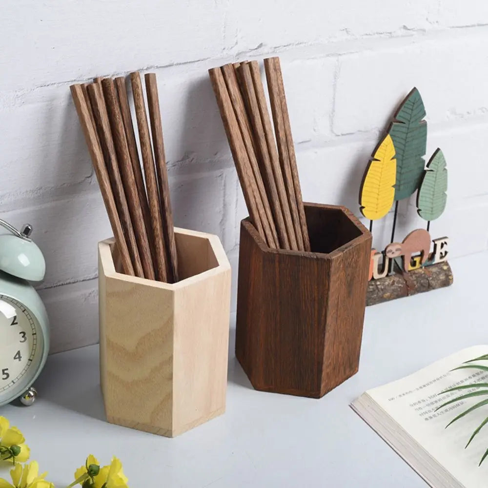 Desktop Storage Wooden Pen Holders Multifunctional Large Capacity Desktop Organizer Wooden INS Style Pencil Organizer Student Oasis Select