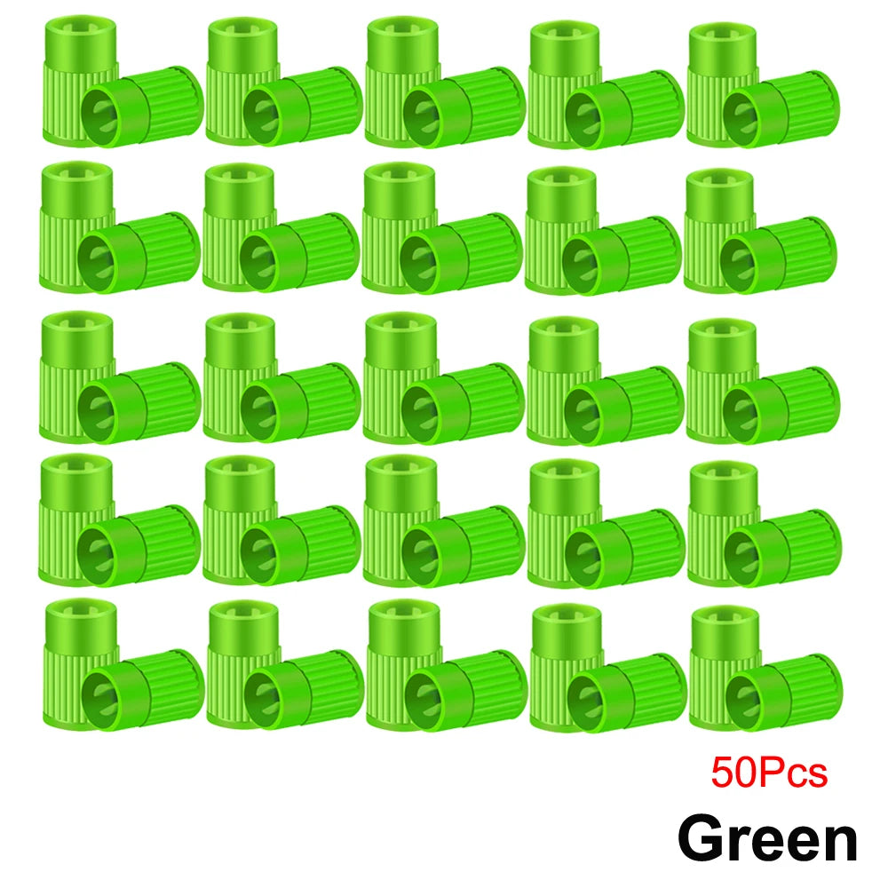 Tire Stem Valve Caps with Valve Core Remover Tool Plastic Dust Caps Universal for Cars, Bike and Bicycle, Trucks, Motorcycles Oasis Select Green-50Pcs