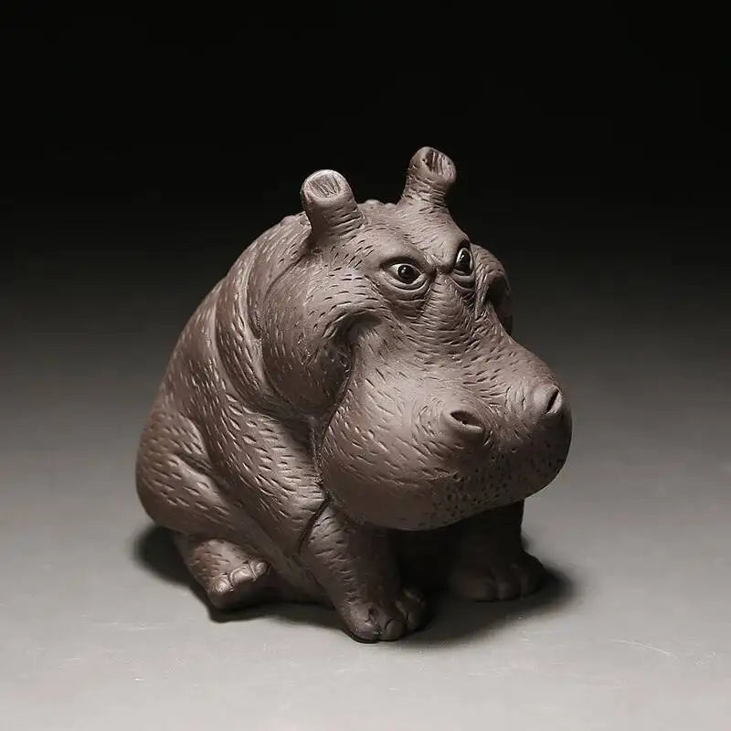 Hippo Purple Clay Tea Pet Wealth-attracting Handcrafted Tea Play Tea play Accessory Chinese Style Tea Pet Oasis Select