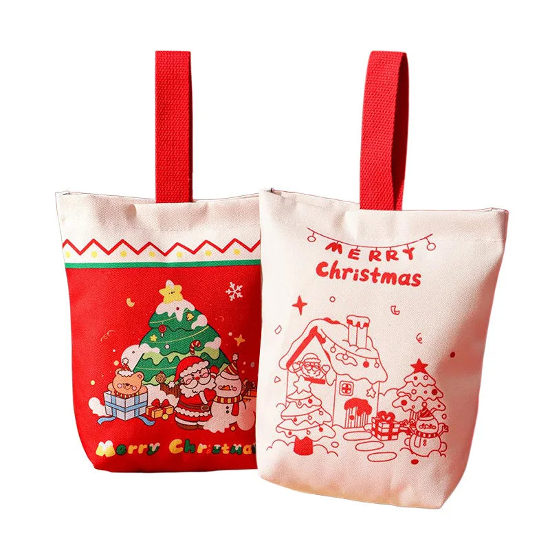 Christmas Canvas Gift Bag – Candy & Snack Tote | Holiday Bag