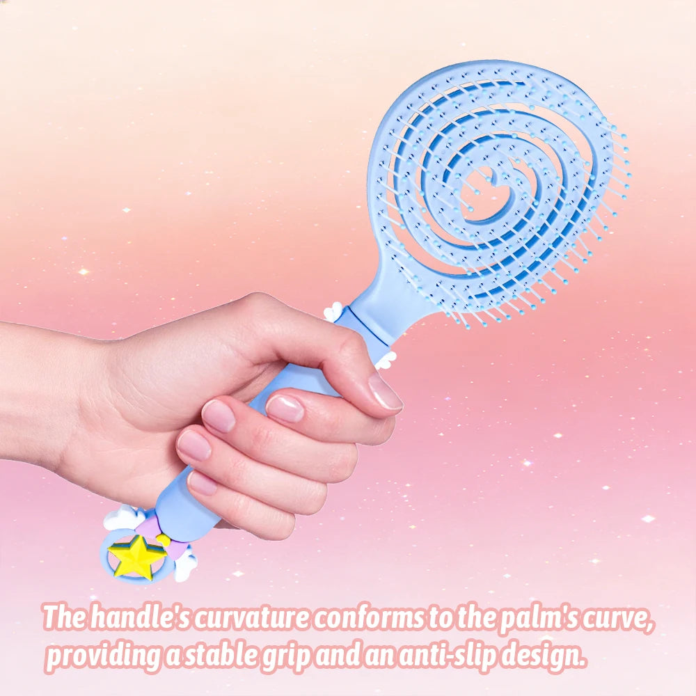 Magic Star Wand Spiral Hollow Comb – Flexible Bristles, 3 Colors Hair Styling Comb Oasis Select