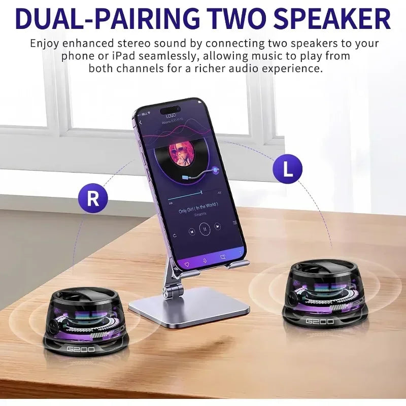 Portable Bluetooth Speaker Magnetic Mini Sound Box G200 with RGB Light Bluetooth Wireless Outdoor Speaker for Travel Must Have Oasis Select