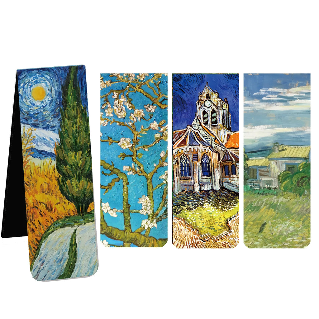 2.5Inch 4PCS Bookmarks with Magnet Book Markers Page Clip for Students Teachers School Home Office Reading Supplies Oasis Select Van Gogh 4