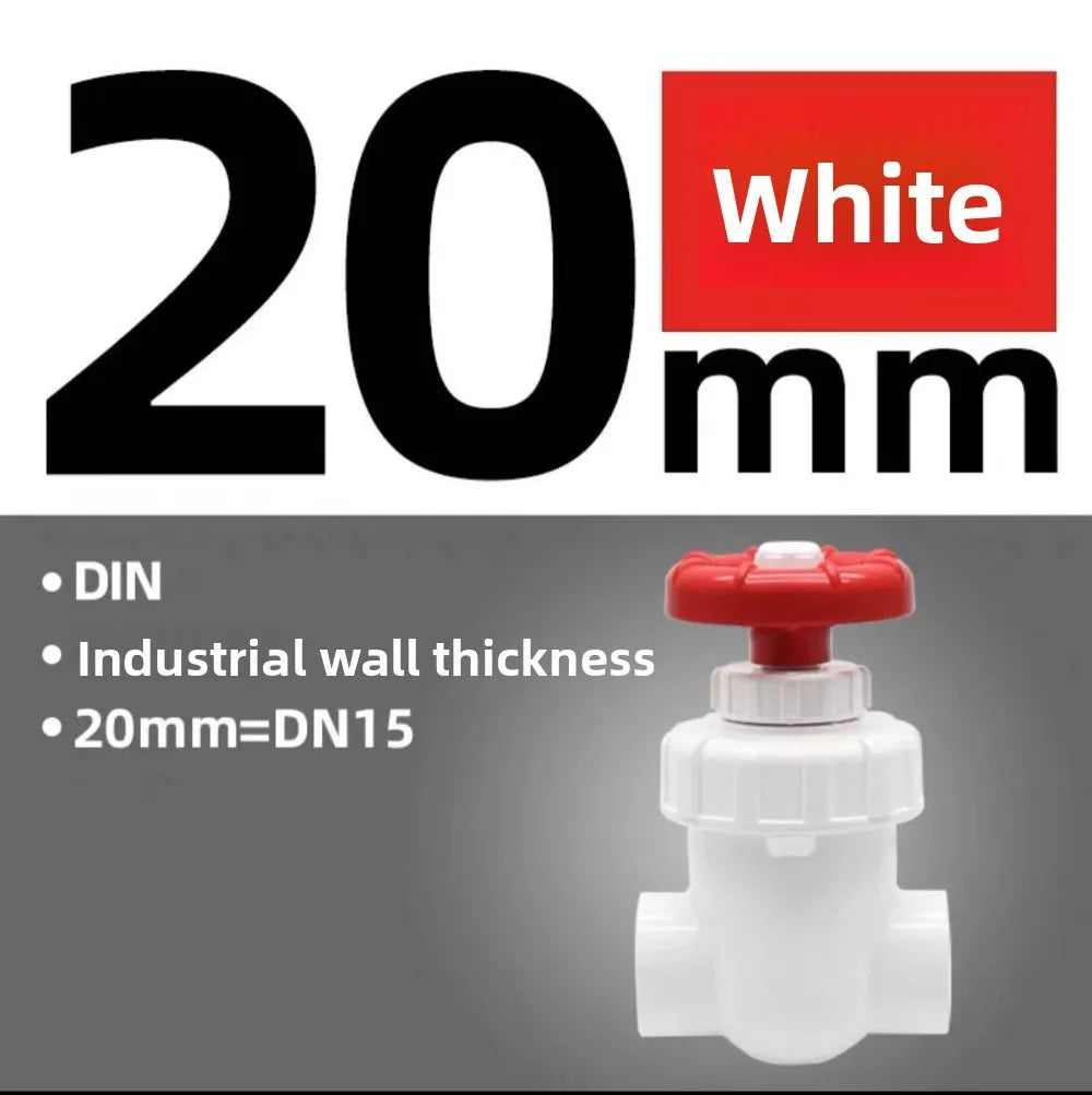 Flowcolour 20/25/32/40mm Hi-quality UPVC Gate Valve Precision Flow Control PVC Sluice Valve Garden Irrigation Aquarium PVC Valve Oasis Select