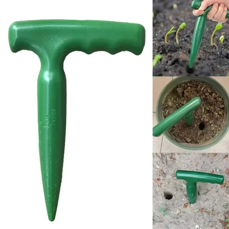 Handle Seedling Dibber Scale Marked Soil Puncher Hand Held Sowing Tool For Garden Vegetable Flower Planting Farm Cultivation Oasis Select