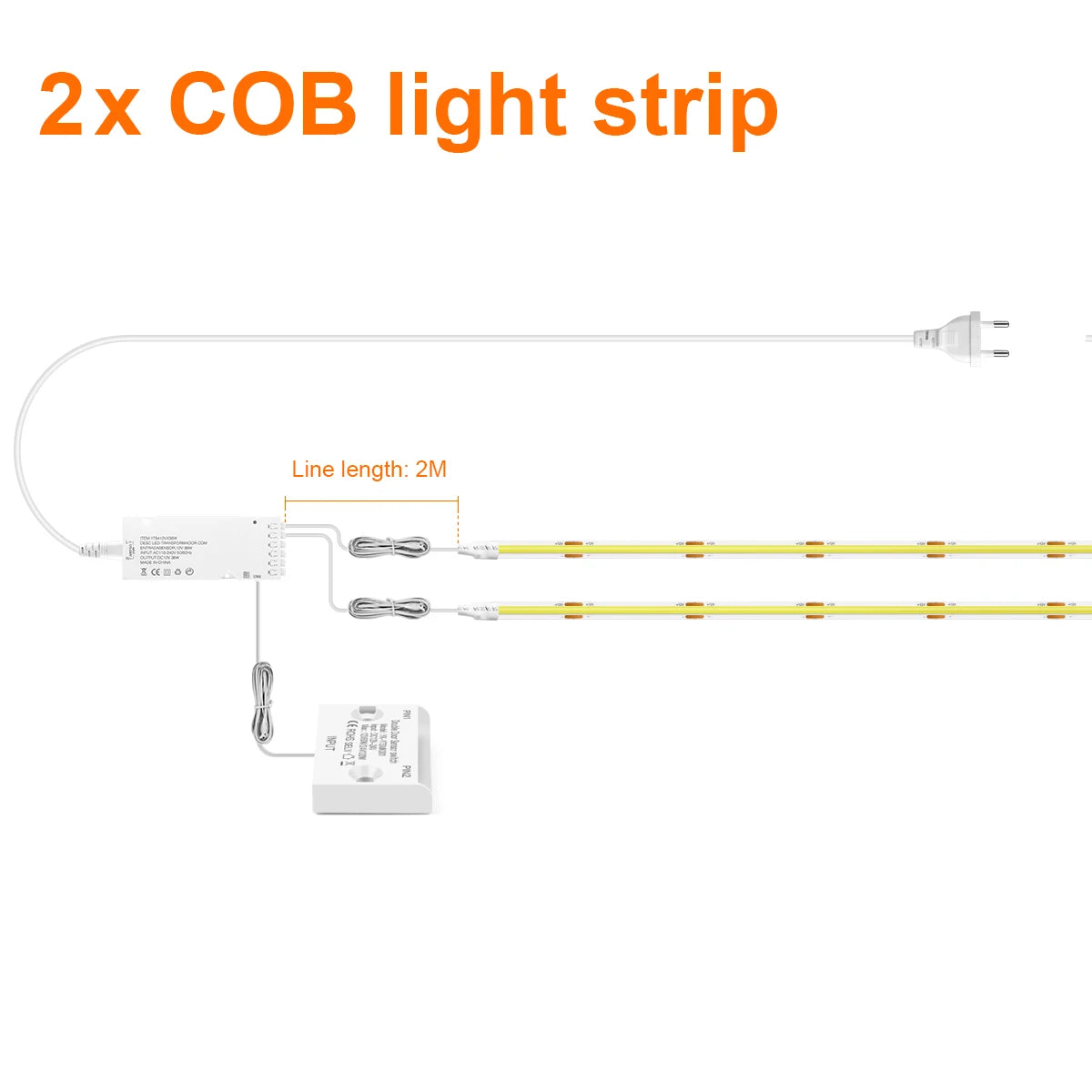 1/2/5/10PCS COB LED Cabinet Lights Strip Double Door Sensor Switch Collect Closet Integrated Proximity Induction Night Lighting Oasis Select 2PCS COB LED Strip Neutral White 2m Kit|European Power Plug