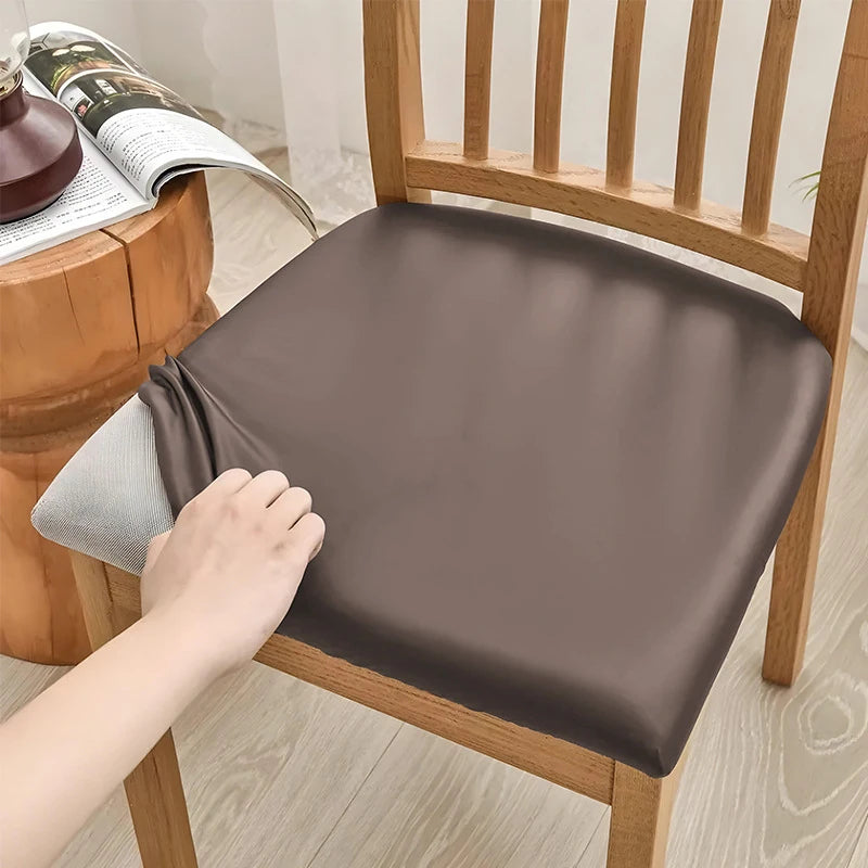 1PCS Waterproof PU Leather Office Chair Seat Covers Removable Solid Color Computer Chair Seat Cushion Covers For Home Office Oasis Select Coffee